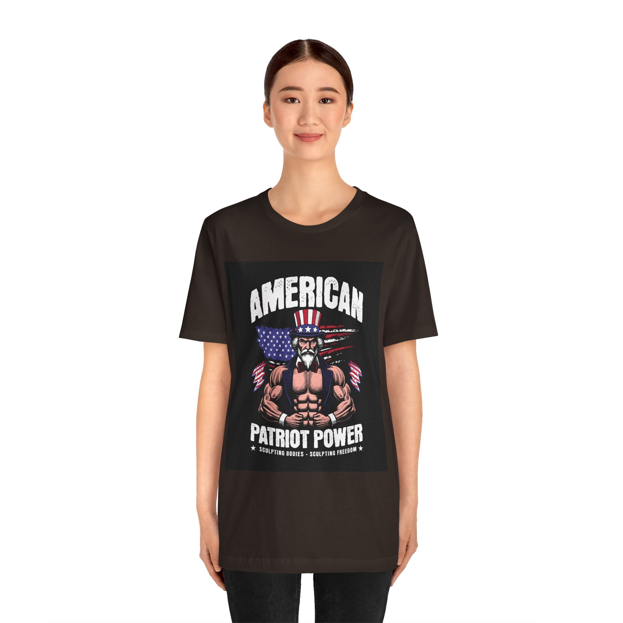 Patriot Power T-Shirt — American Flag Uncle Sam Muscle Graphic Tee