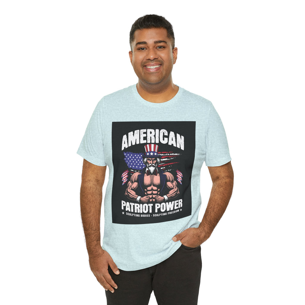 Patriot Power T-Shirt — American Flag Uncle Sam Muscle Graphic Tee