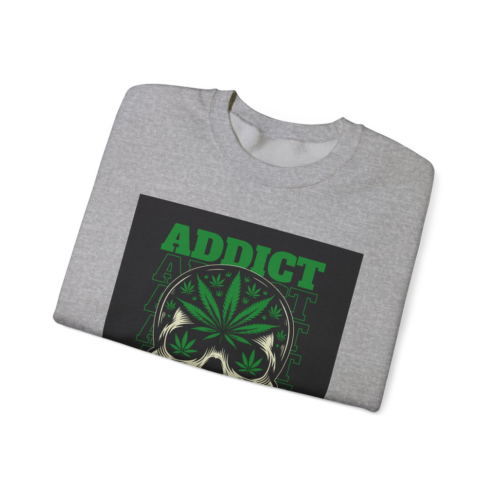 Skull & Cannabis 'Addict' Crewneck Sweatshirt — Conquer Your High Graphic Sweatshirt
