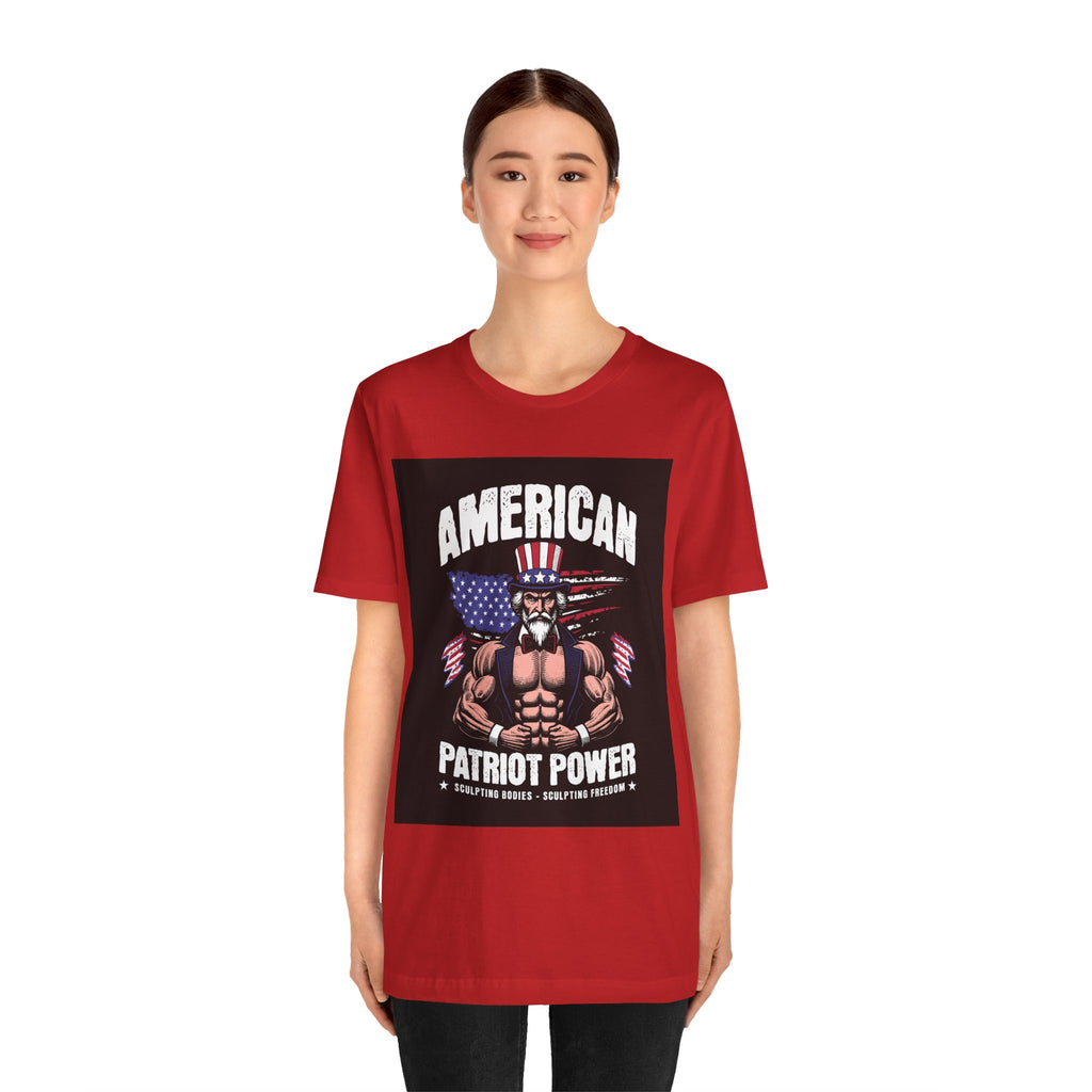 Patriot Power T-Shirt — American Flag Uncle Sam Muscle Graphic Tee