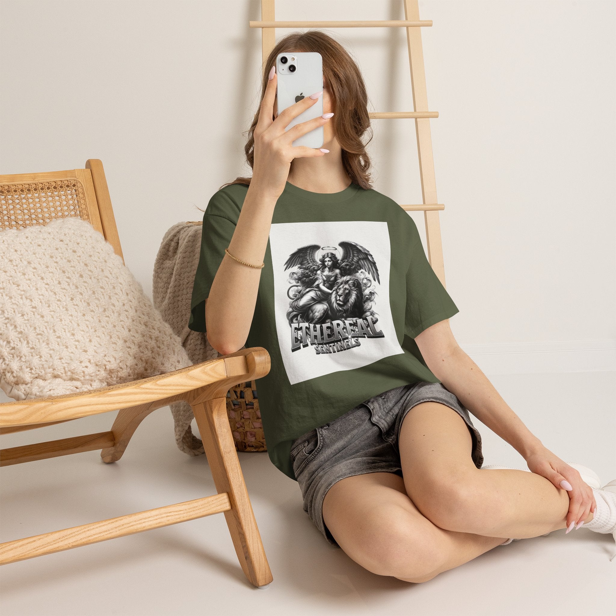 Angel & Lion Graphic Tee — "Ethereal" Vintage Gothic Streetwear