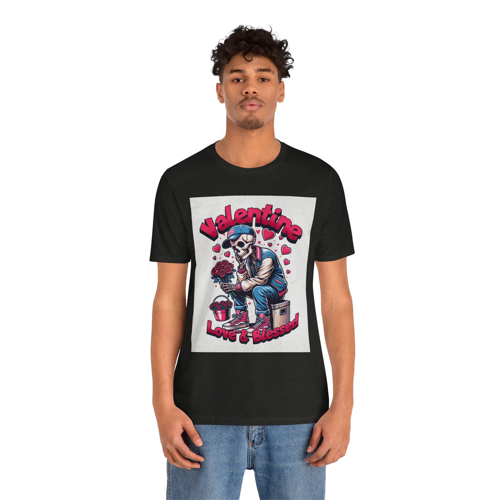 Valentine Skull T-Shirt – "Love & Blessed" Gothic Valentine Tee