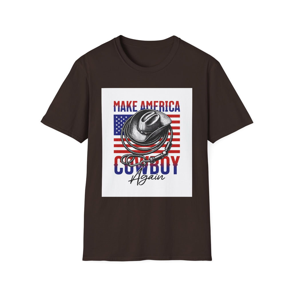 Make America Cowboy Again T-Shirt — Patriotic Western Flag Tee