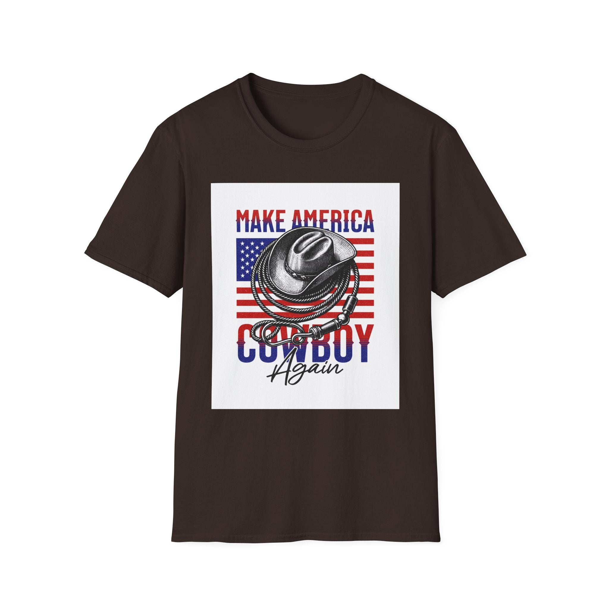 Make America Cowboy Again T-Shirt — Patriotic Western Flag Tee