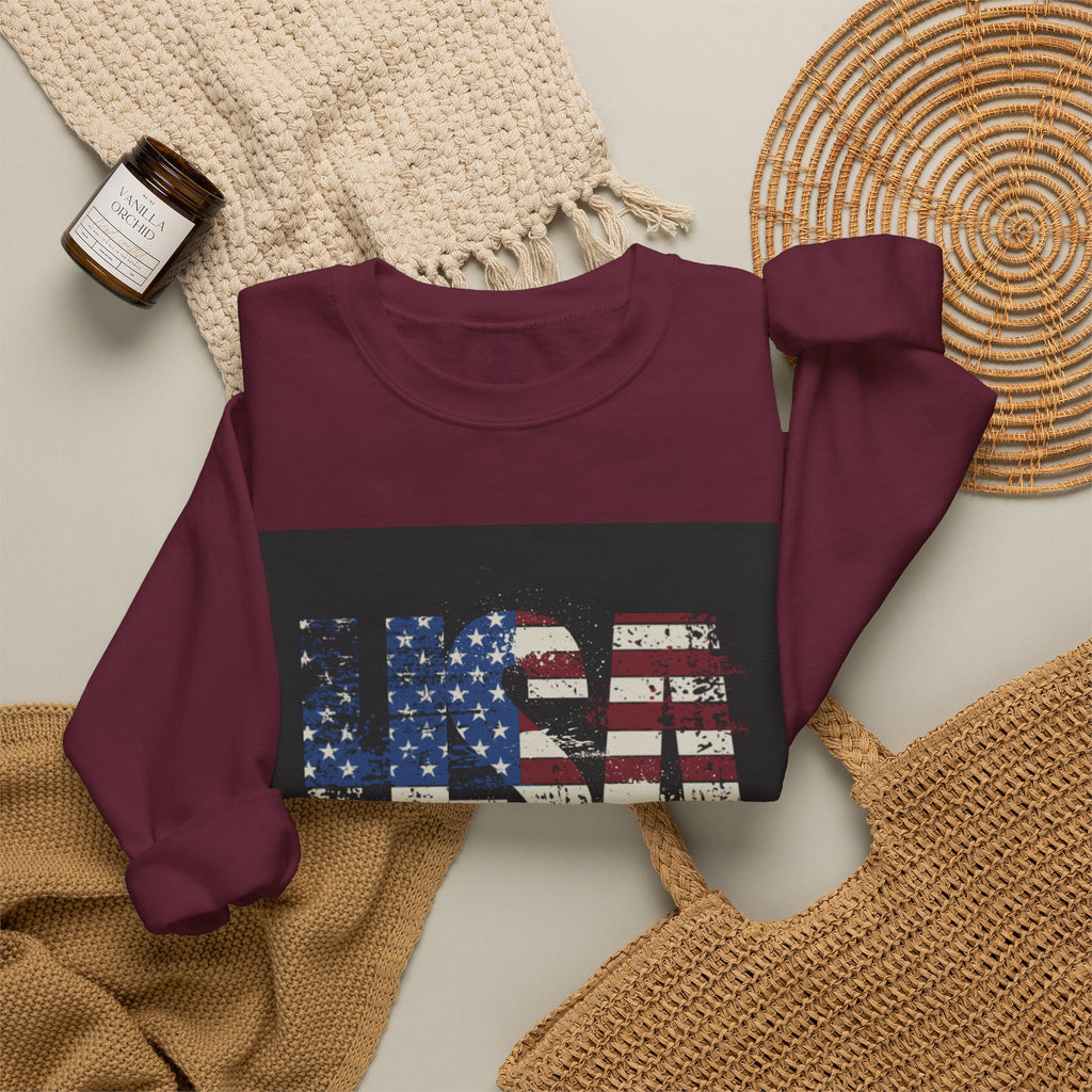 Made in America Flag Crewneck Sweatshirt — USA Vintage Patriotic Pullover
