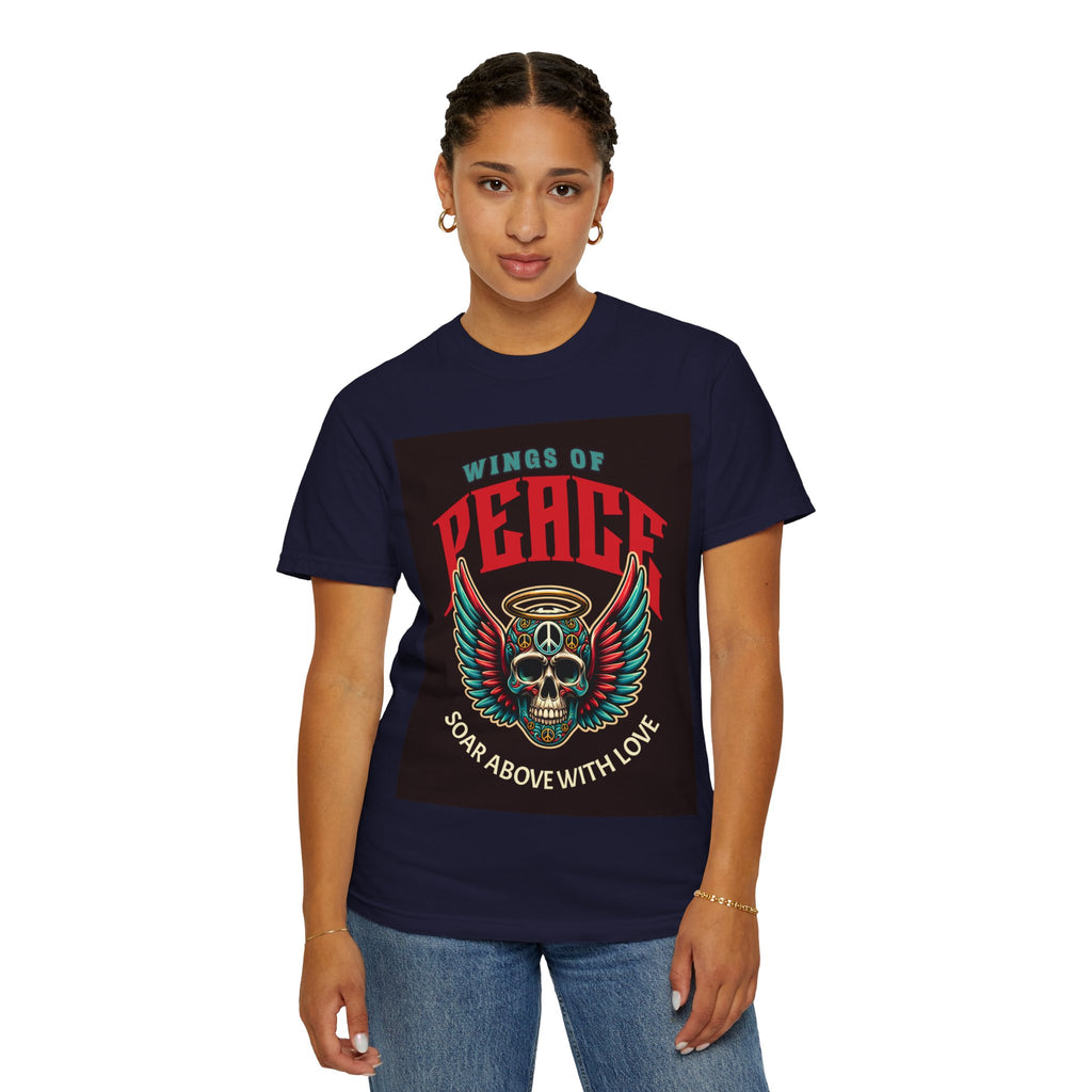 Wings of Peace Skull T-Shirt — "Soar Above With Love" Vintage Graphic Tee