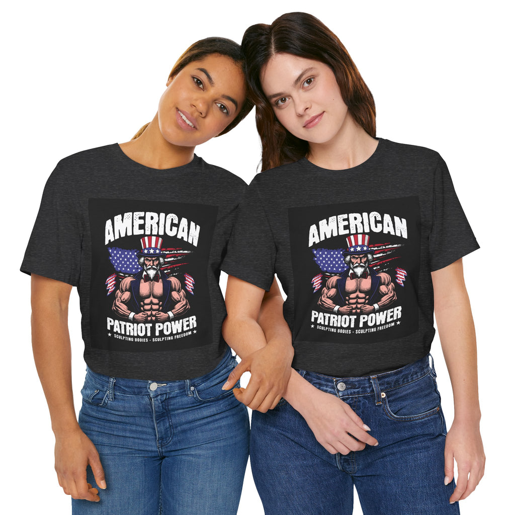 Patriot Power T-Shirt — American Flag Uncle Sam Muscle Graphic Tee