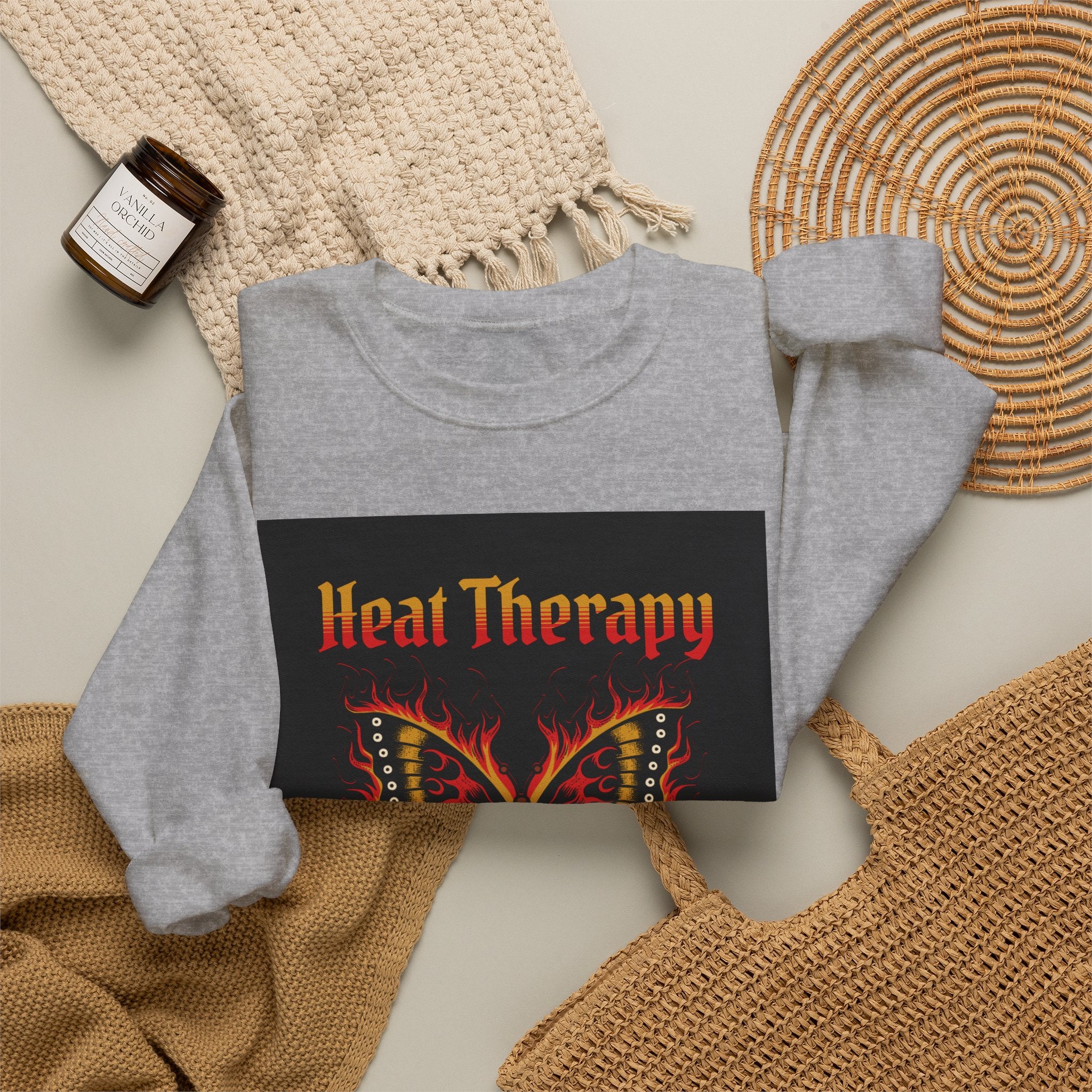 Heat Therapy Crewneck Sweatshirt — Butterfly Flame Graphic