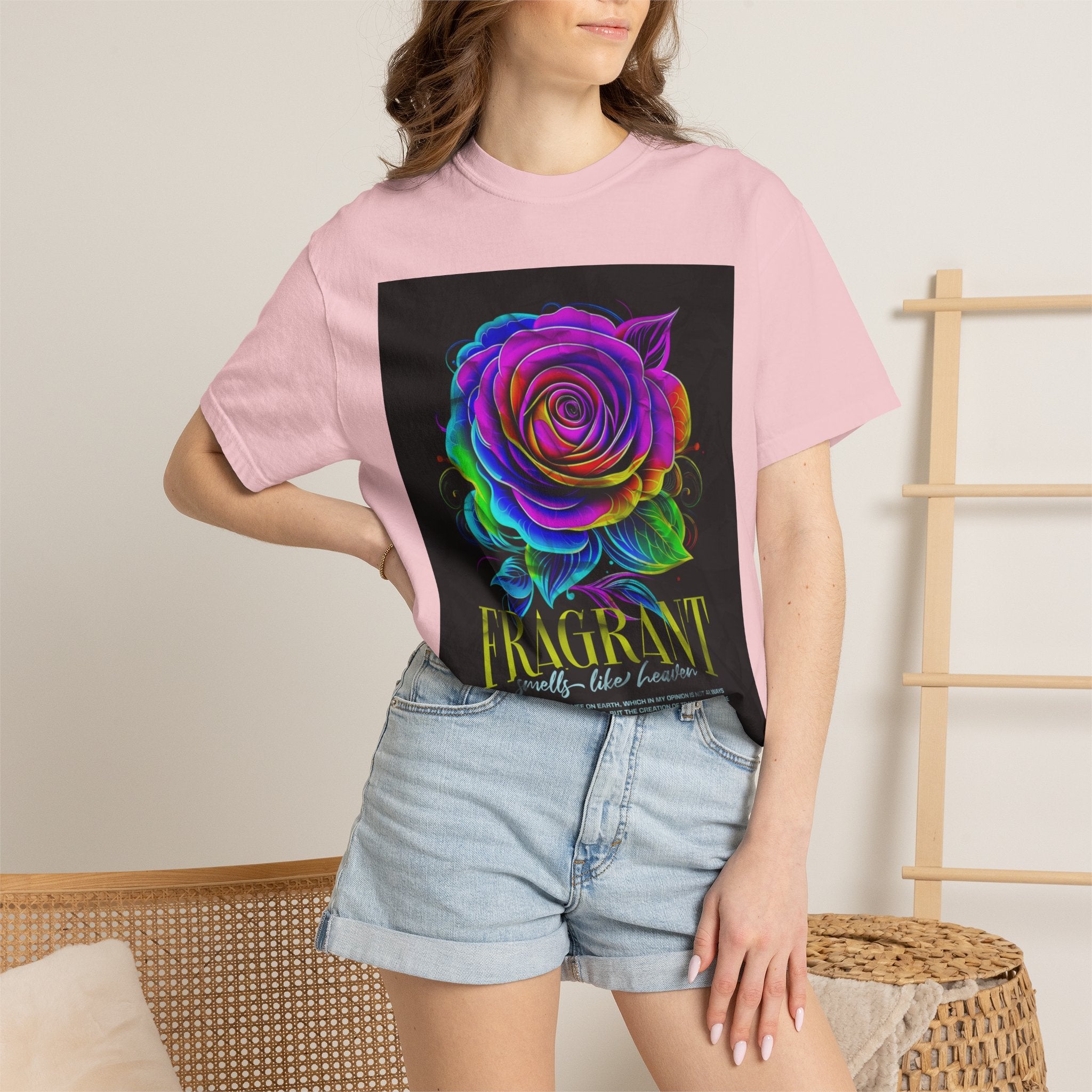 Fragrant Rainbow Rose T-Shirt — Vibrant Floral Graphic Tee