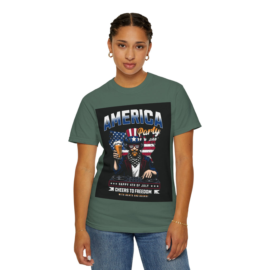 America Party T-Shirt — Cheers to Freedom 4th of July Patriotic Tee