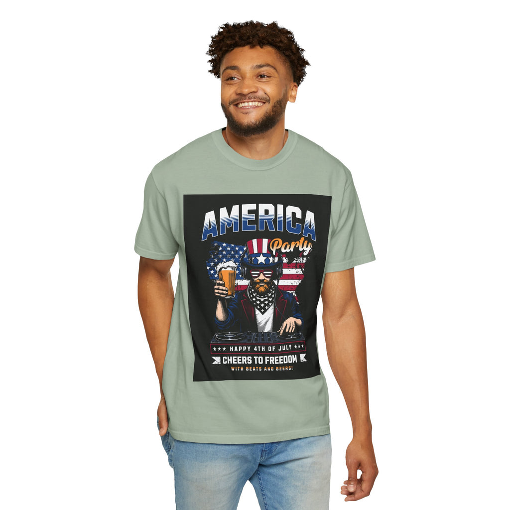 America Party T-Shirt — Cheers to Freedom 4th of July Patriotic Tee