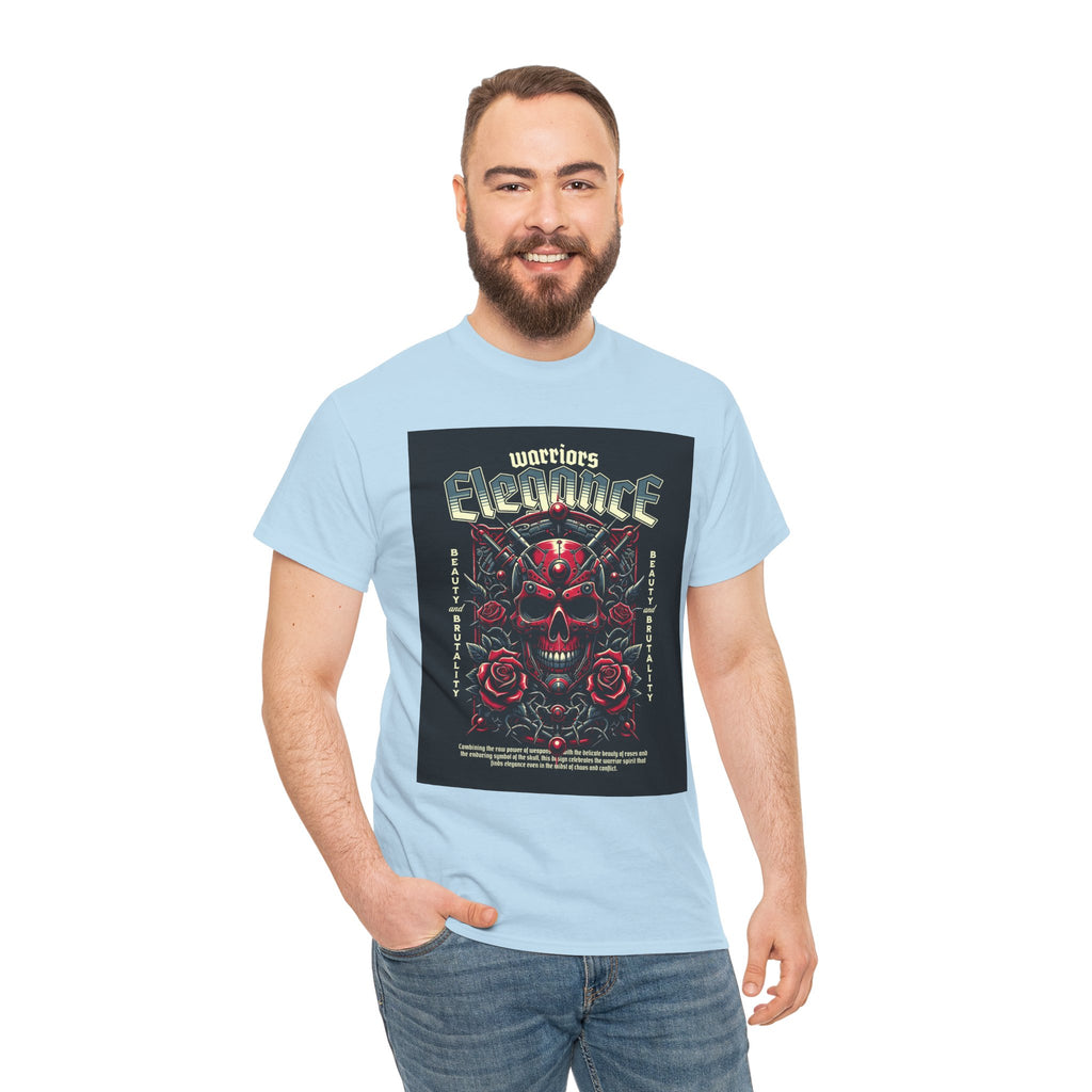 Warriors Electric Skull T‑Shirt — Red Skull & Roses Rock Graphic Tee