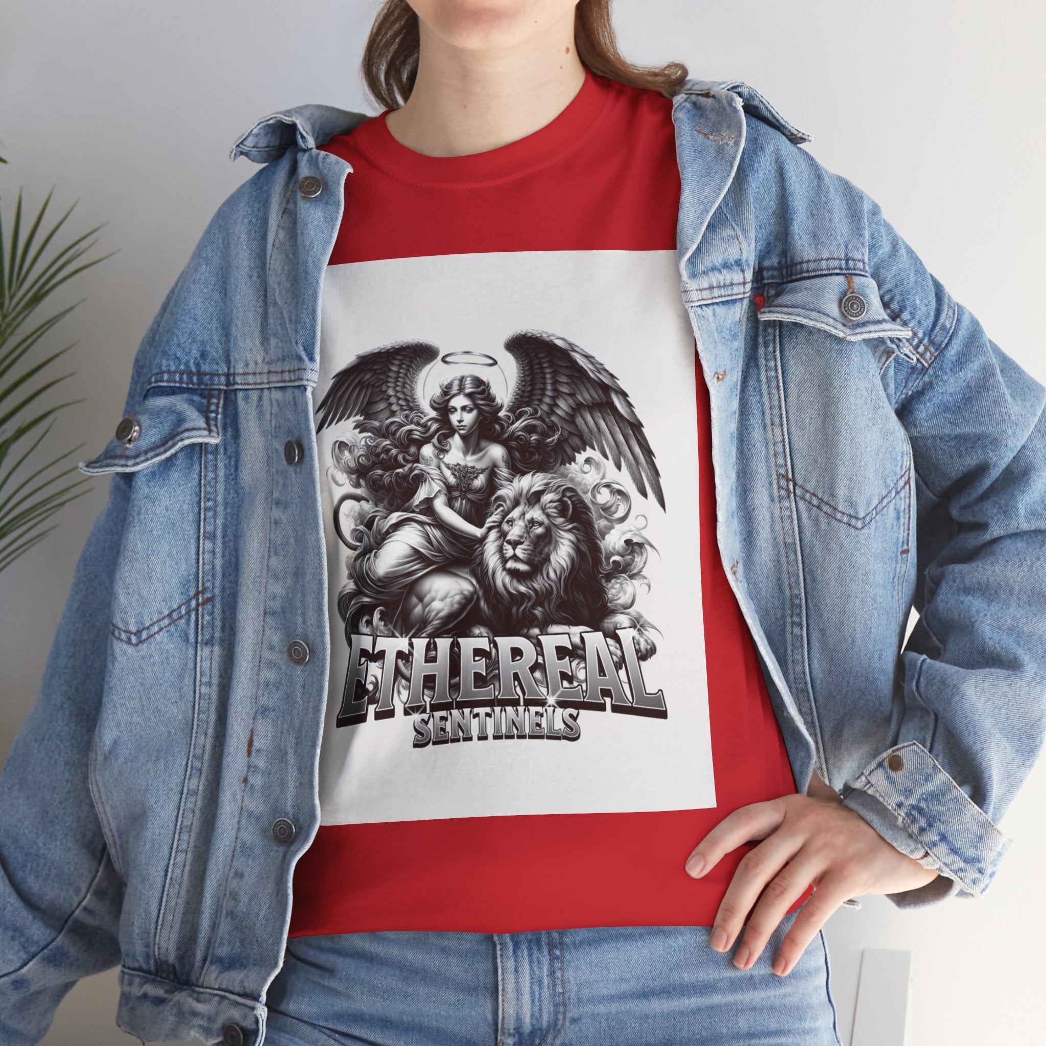 Angel & Lion Graphic Tee — "Ethereal" Vintage Gothic Streetwear
