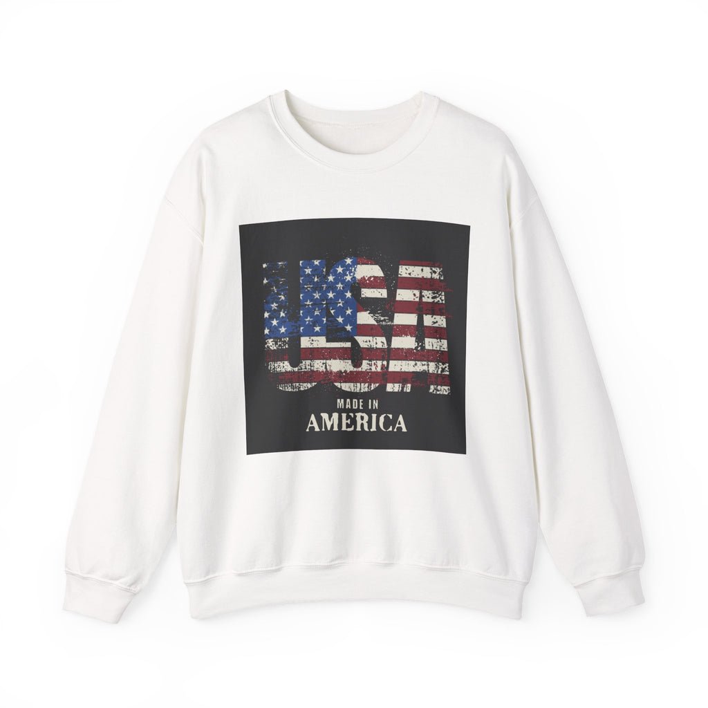 Made in America Flag Crewneck Sweatshirt — USA Vintage Patriotic Pullover