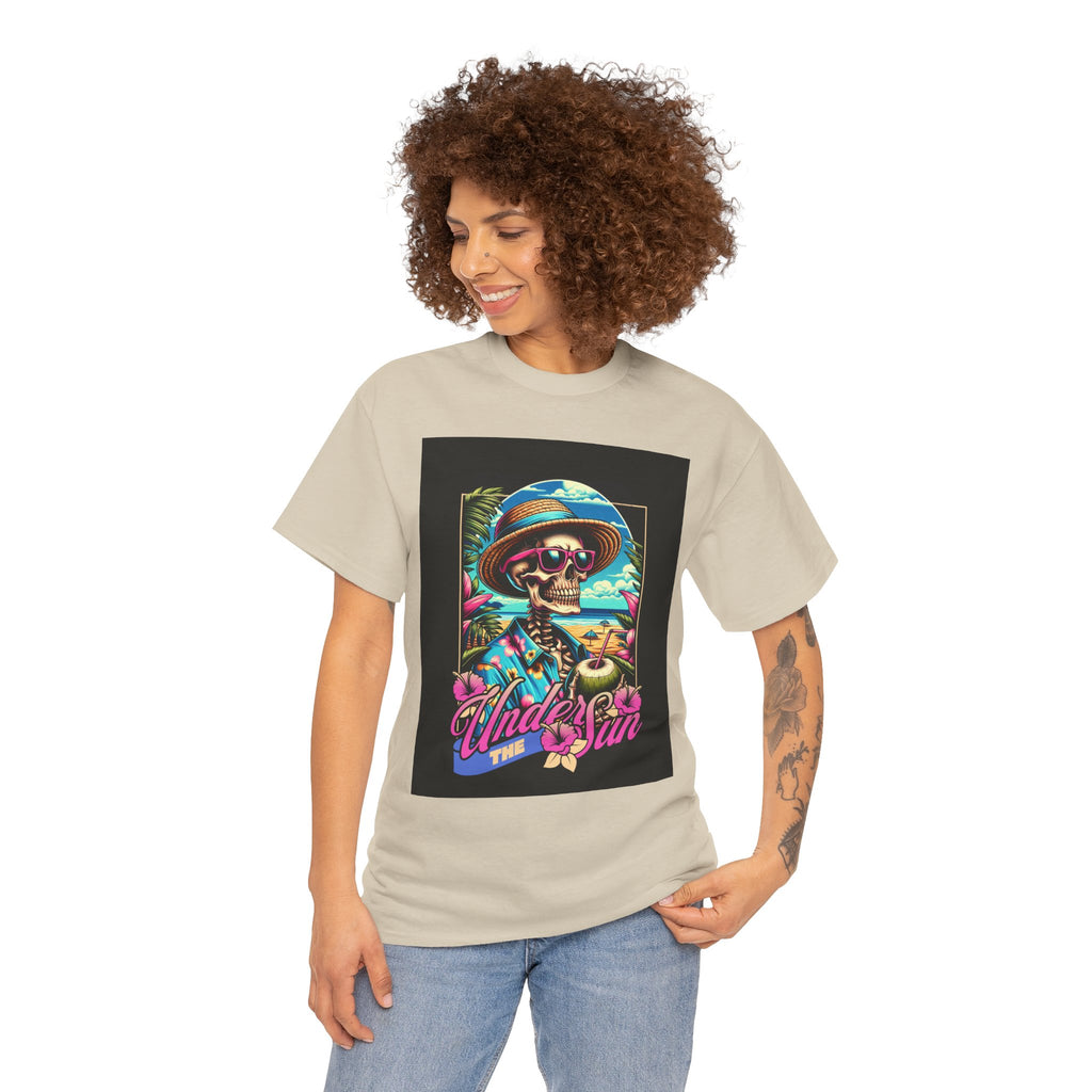 Skull Beach Tee — "Under the Sun" Retro Surf Graphic T-Shirt