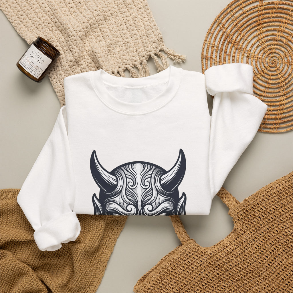 Hannya Mask Crewneck Sweatshirt | Traditional Tattoo-Inspired, Flash-Style