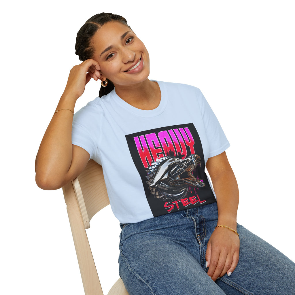 Heavy Steel T-Shirt — Retro Motorcycle Skull Graphic Tee