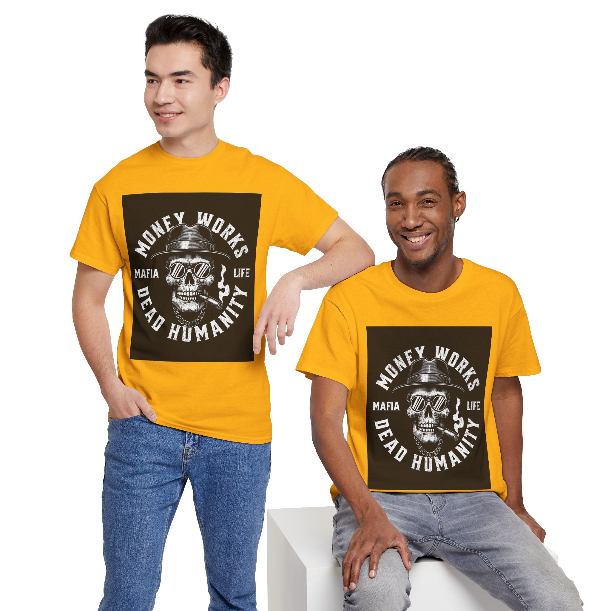 Money Works Dead Humanity Skull Tee