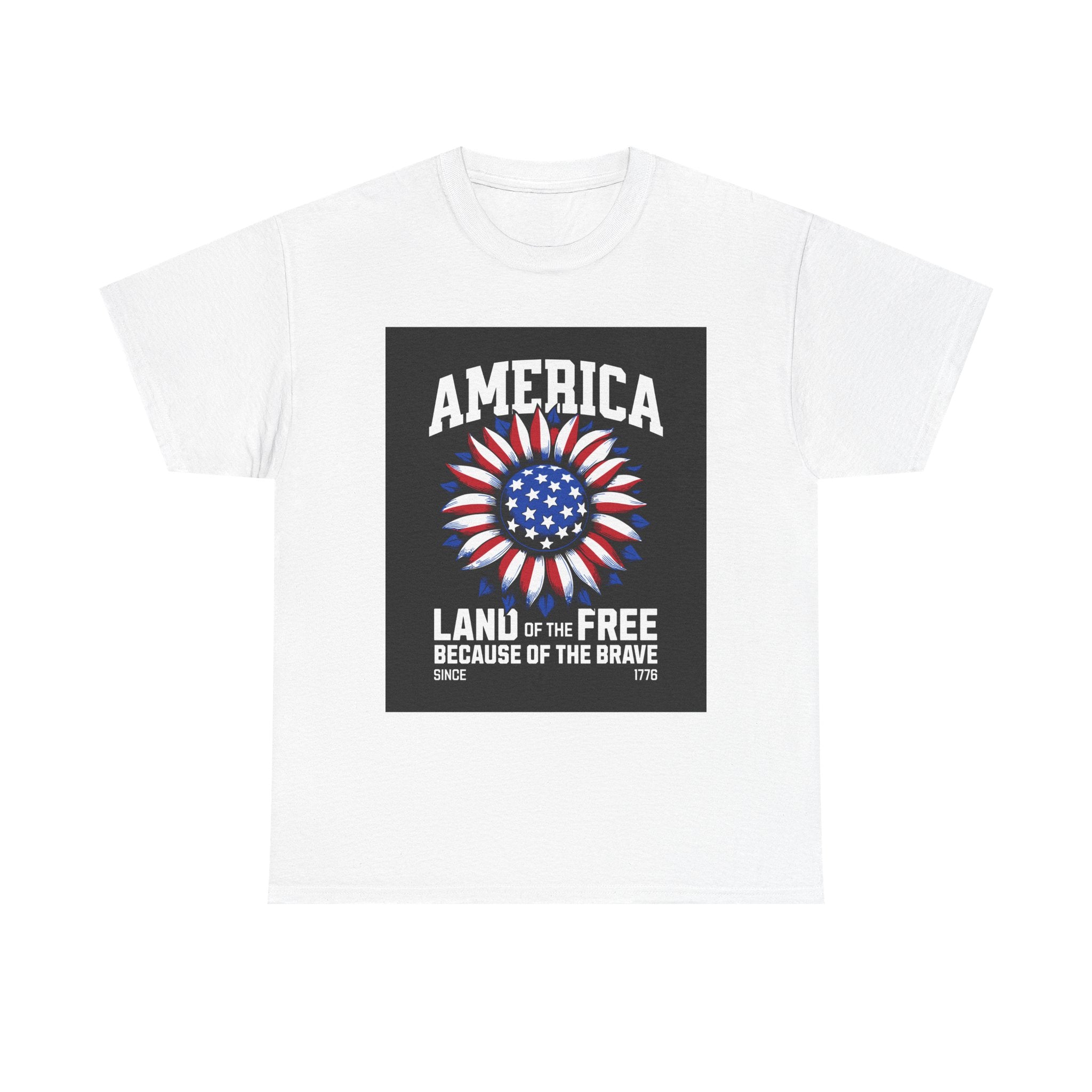 Patriotic America Tee — "Land of the Free Because of the Brave" Cotton T-Shirt