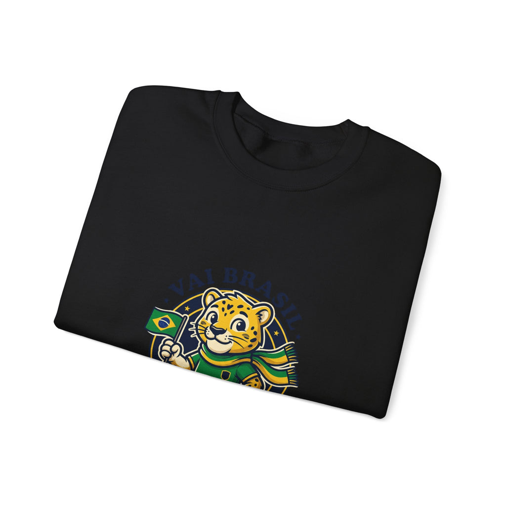 Vai Brasil Tiger Soccer Crewneck Sweatshirt | Brazil Flag, National Pride