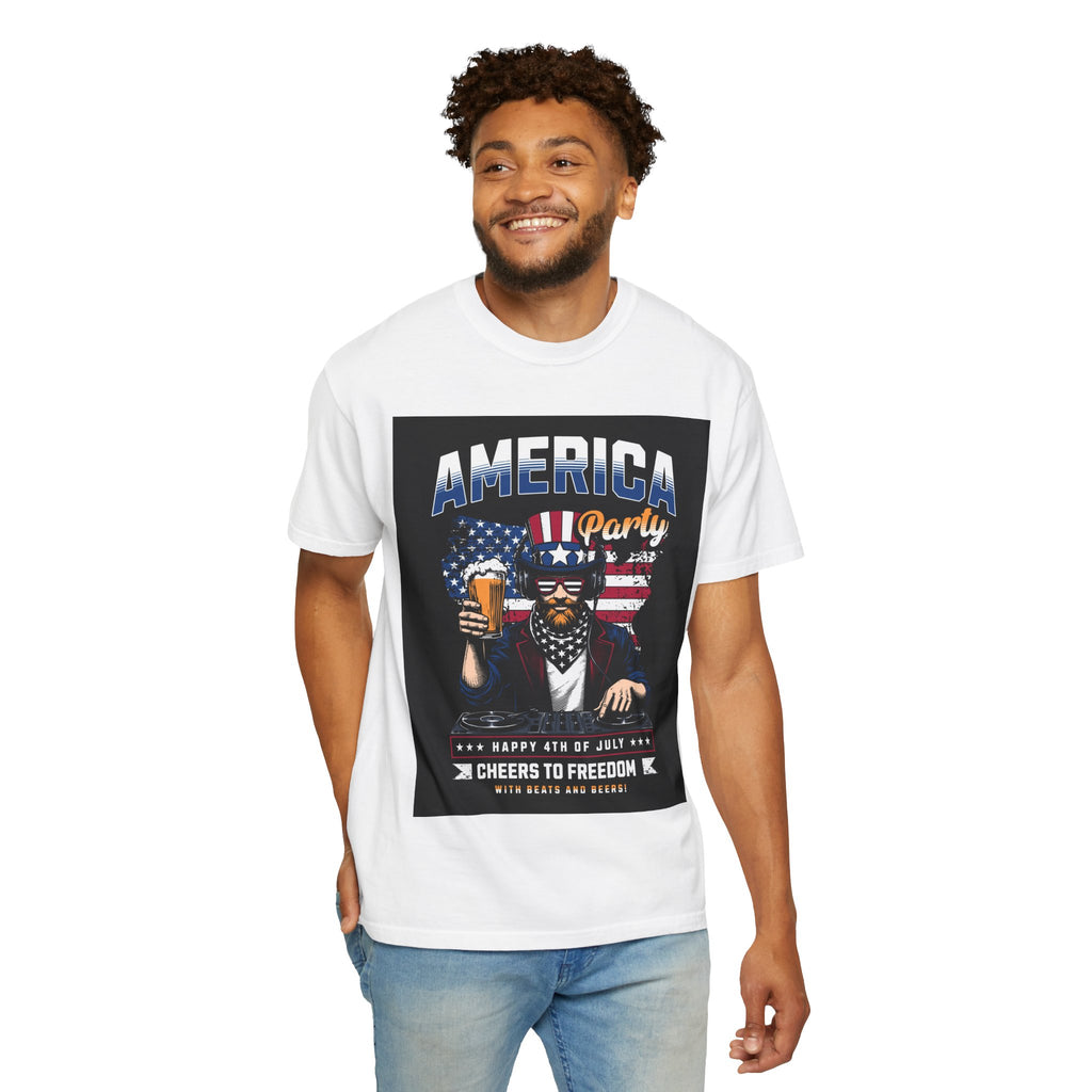 America Party T-Shirt — Cheers to Freedom 4th of July Patriotic Tee