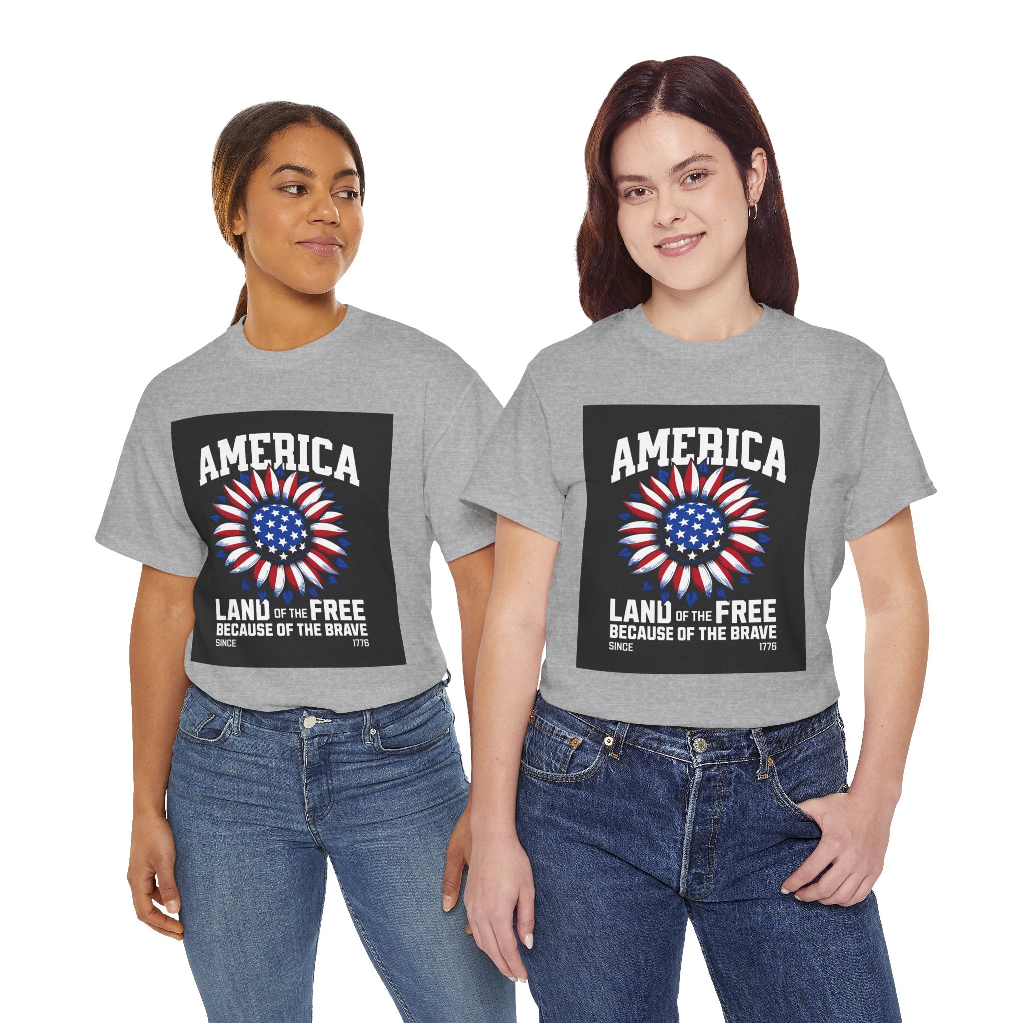Patriotic America Tee — "Land of the Free Because of the Brave" Cotton T-Shirt