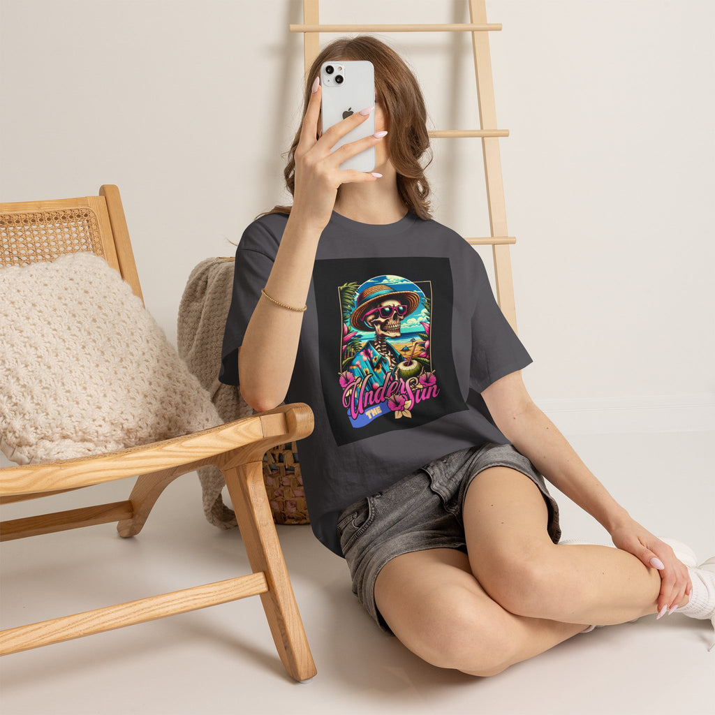 Skull Beach Tee — "Under the Sun" Retro Surf Graphic T-Shirt