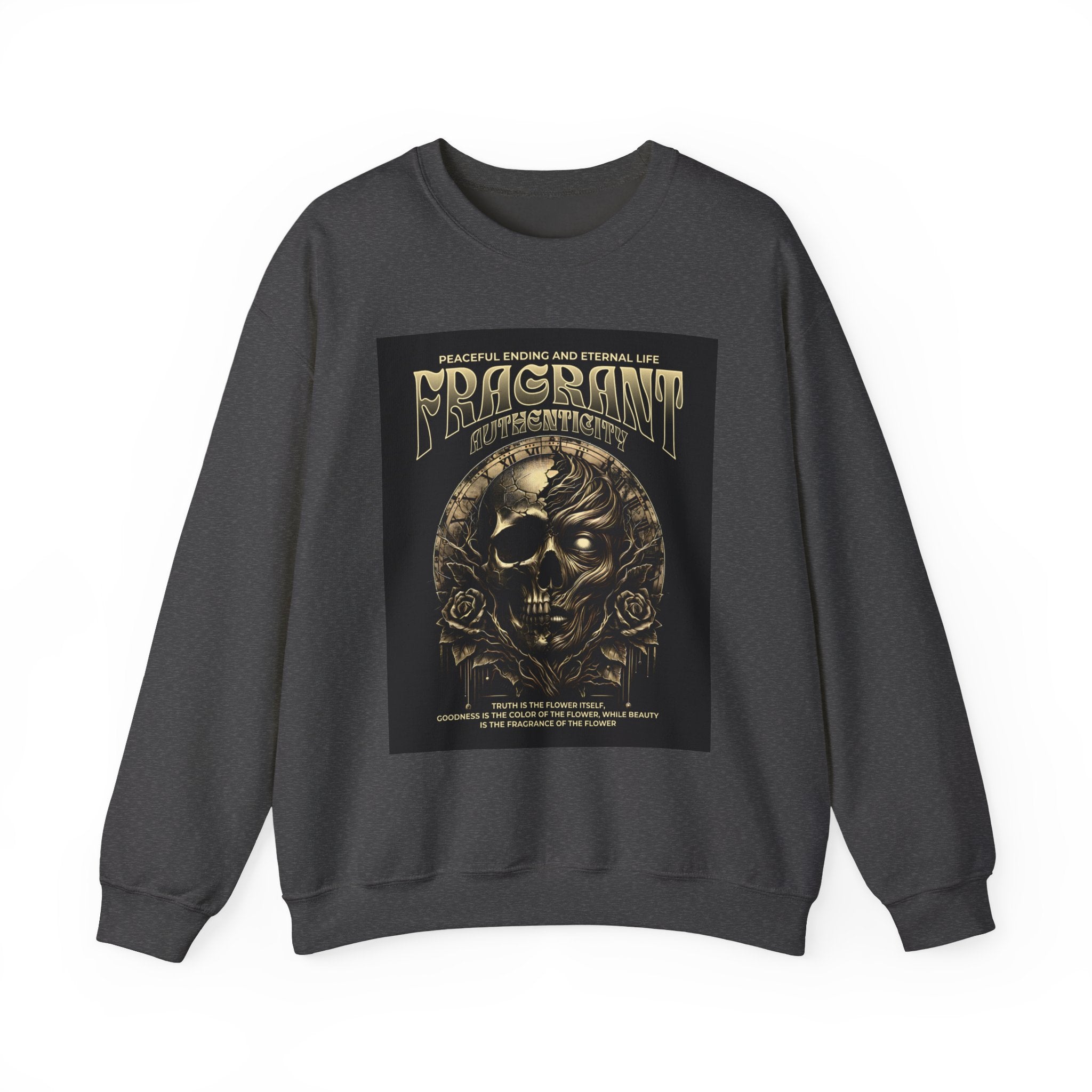 Skull & Roses Crewneck Sweatshirt — “Decrepit” Gothic Graphic