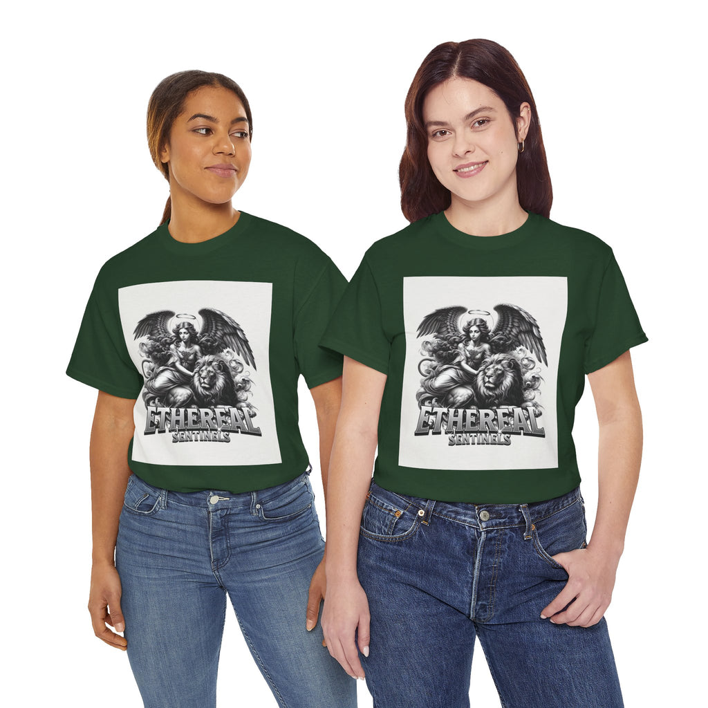 Angel & Lion Graphic Tee — "Ethereal" Vintage Gothic Streetwear