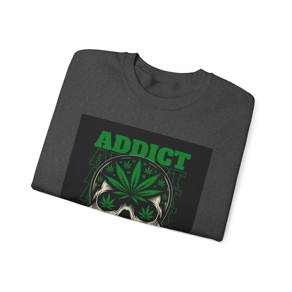 Skull & Cannabis 'Addict' Crewneck Sweatshirt — Conquer Your High Graphic Sweatshirt