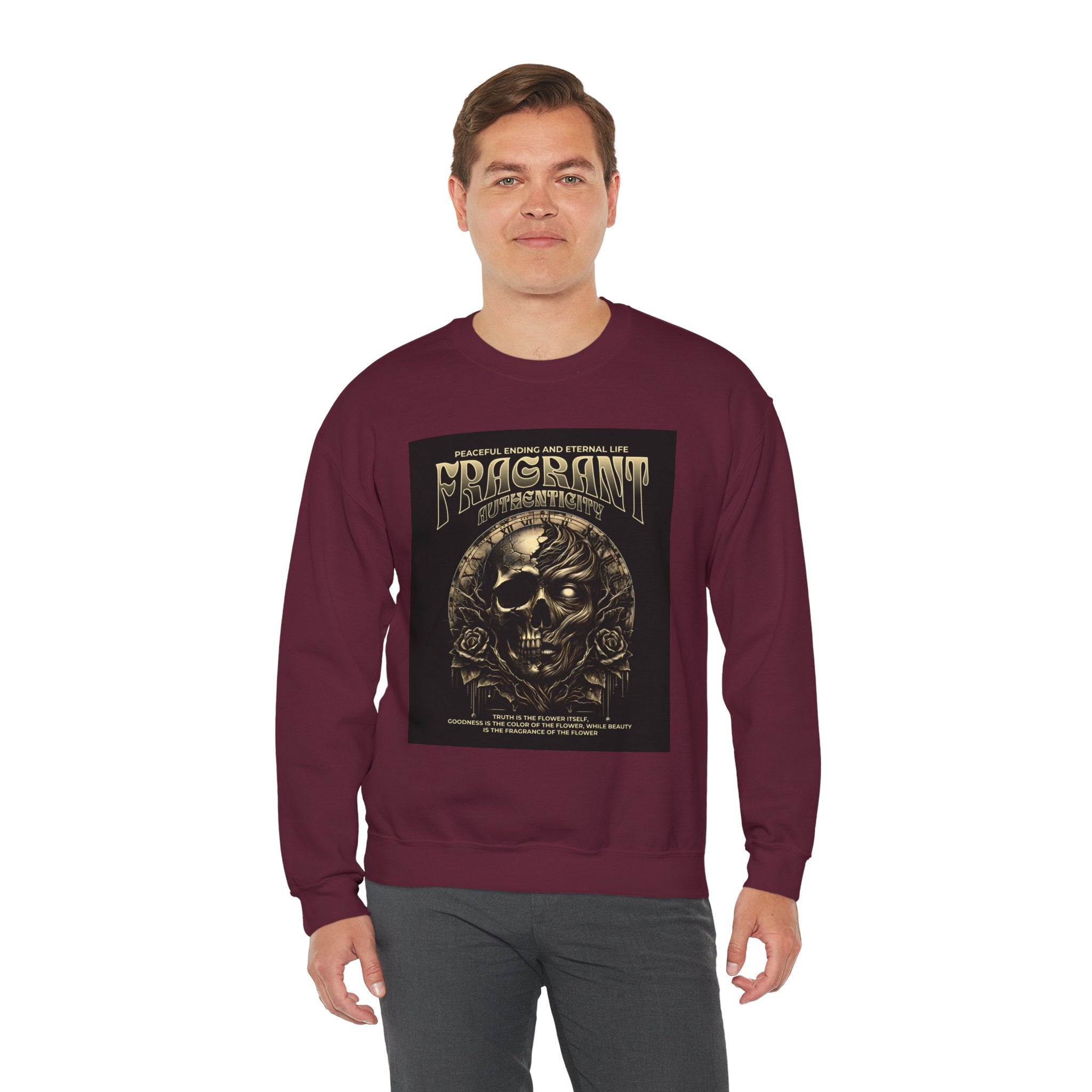 Skull & Roses Crewneck Sweatshirt — “Decrepit” Gothic Graphic