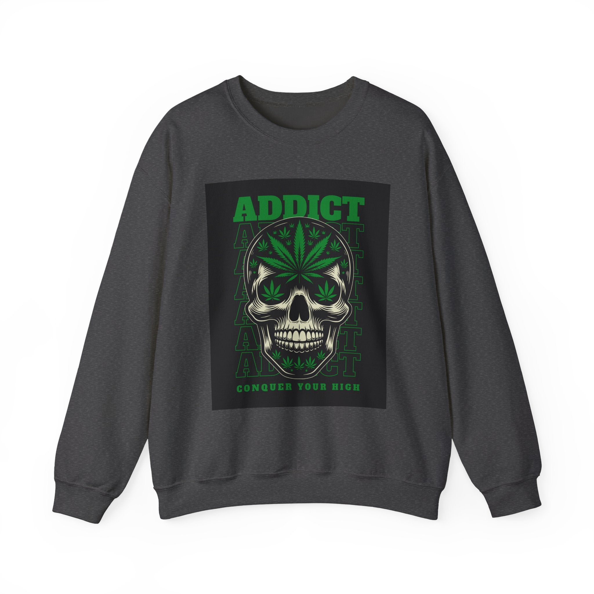 Skull & Cannabis 'Addict' Crewneck Sweatshirt — Conquer Your High Graphic Sweatshirt
