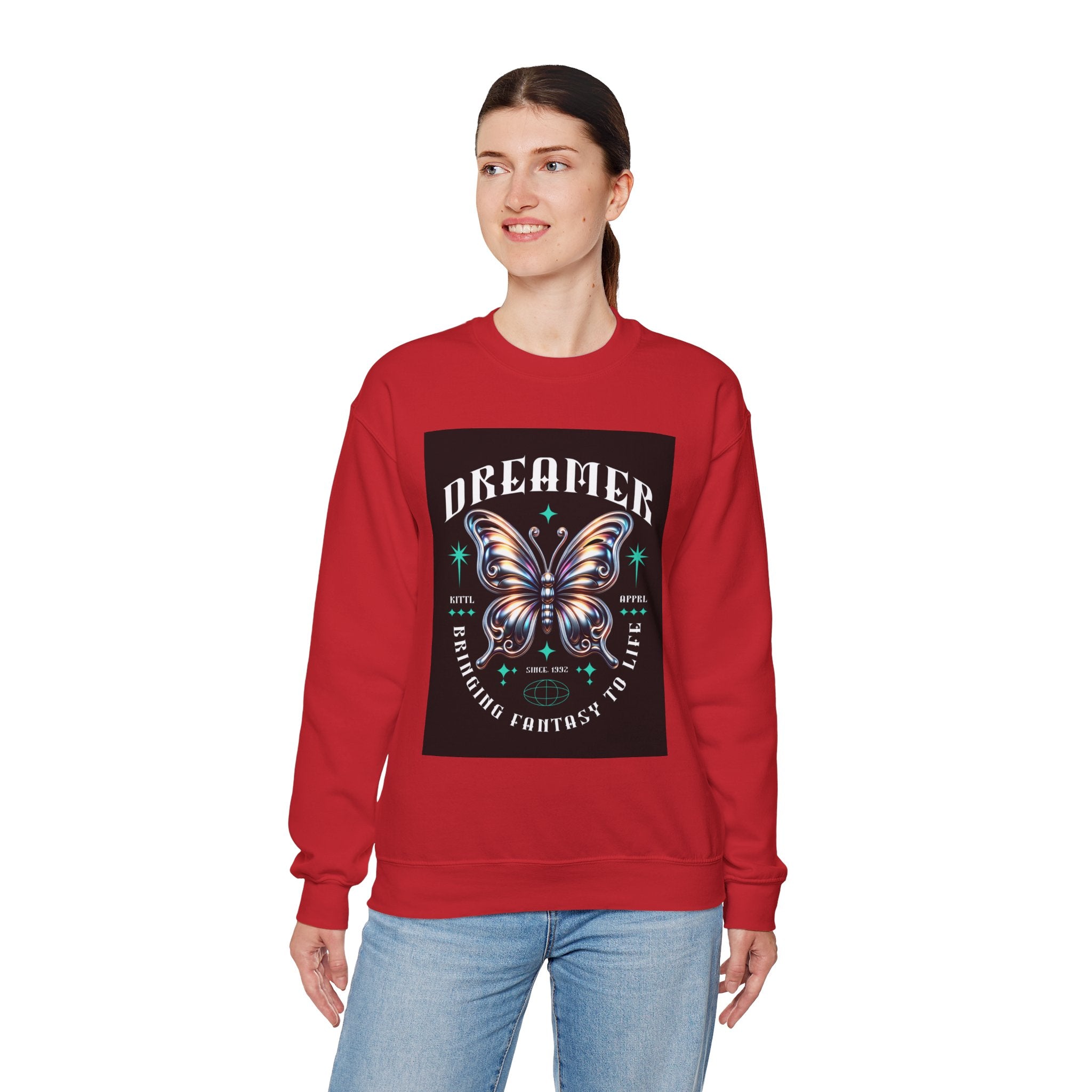 Dreamer Butterfly Crewneck Sweatshirt — Inspiring 'Dreamer' Graphic Pullover