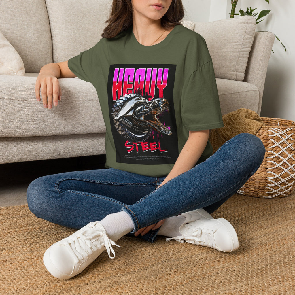 Heavy Steel T-Shirt — Retro Motorcycle Skull Graphic Tee
