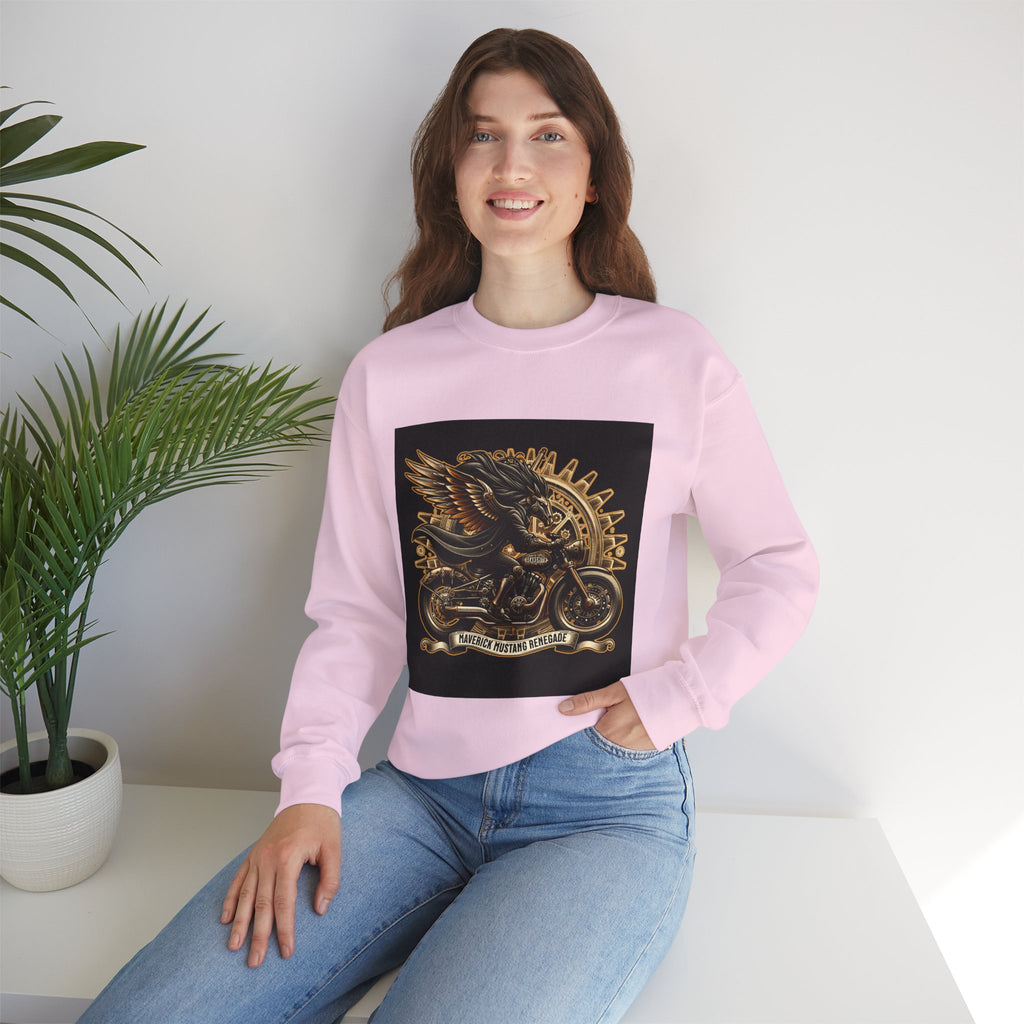 Motorcycle Eagle Crewneck Sweatshirt – "Liberty Rider" Vintage Biker Graphic
