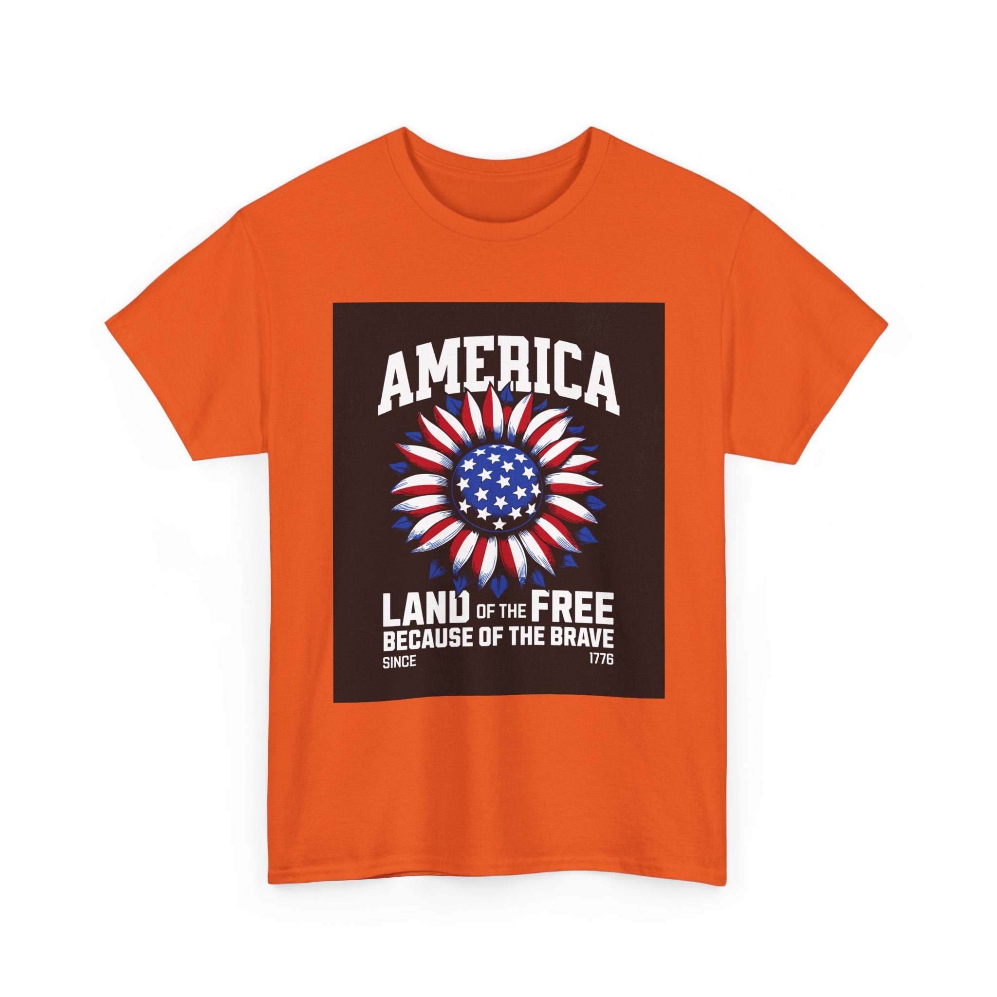 Patriotic America Tee — "Land of the Free Because of the Brave" Cotton T-Shirt