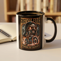 Eternal Exile Skull Biker Mug — Gothic Motorcycle Coffee Cup (11oz/15oz)