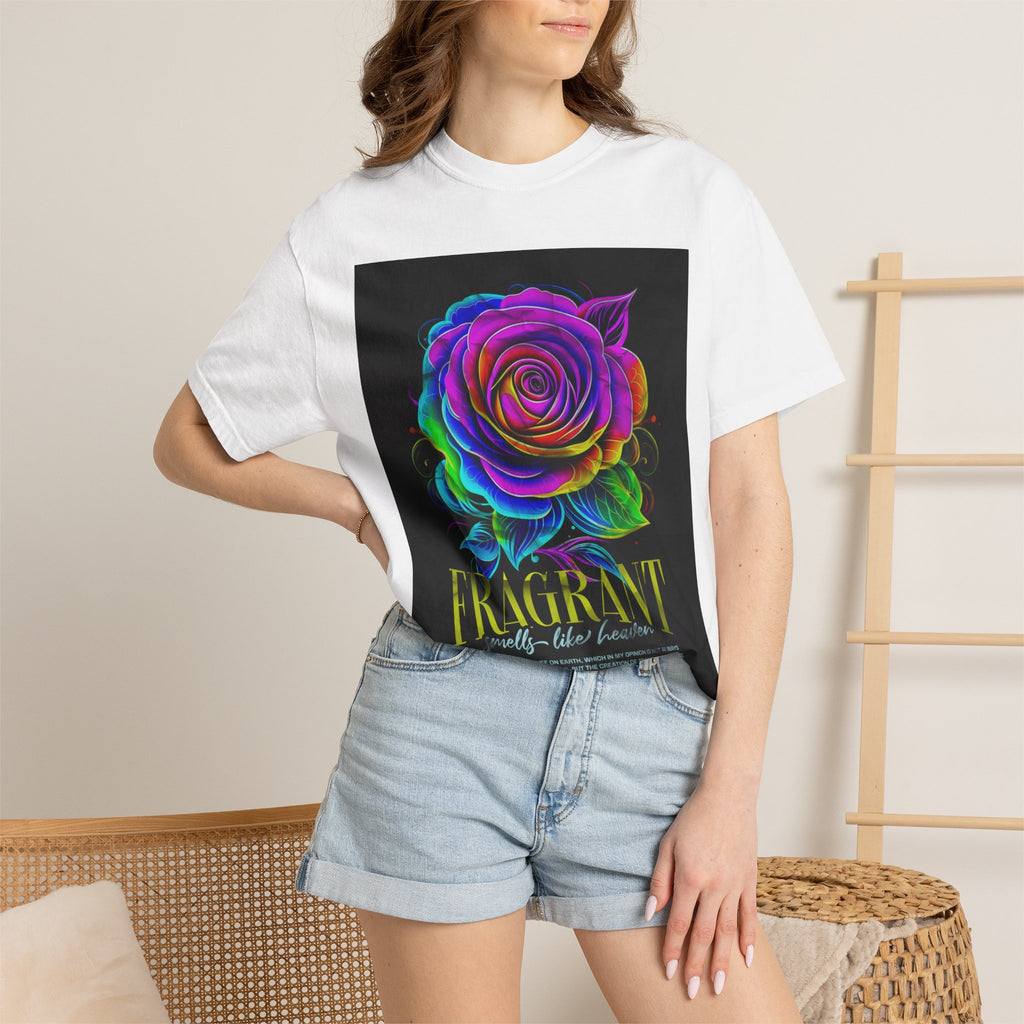 Fragrant Rainbow Rose T-Shirt — Vibrant Floral Graphic Tee
