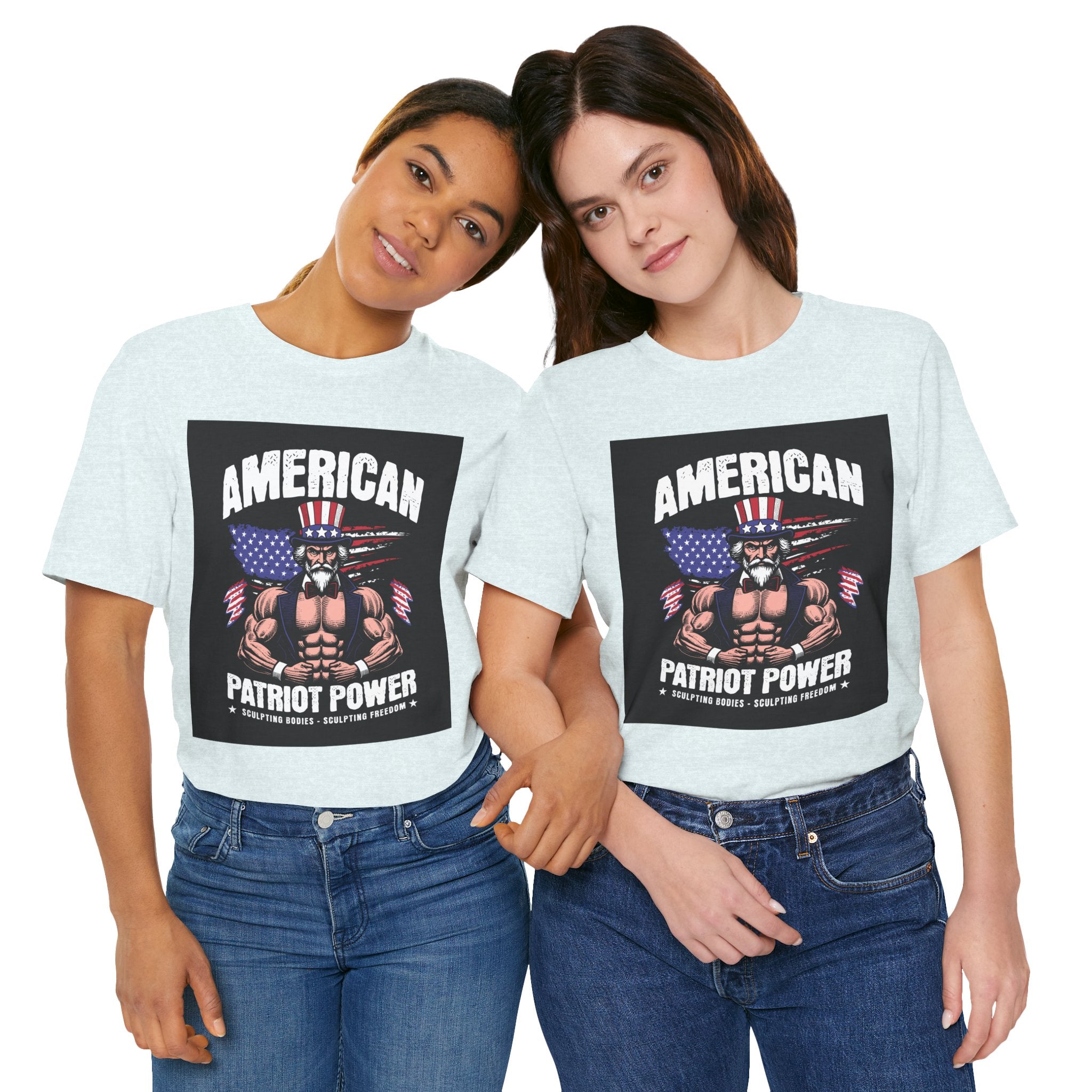Patriot Power T-Shirt — American Flag Uncle Sam Muscle Graphic Tee