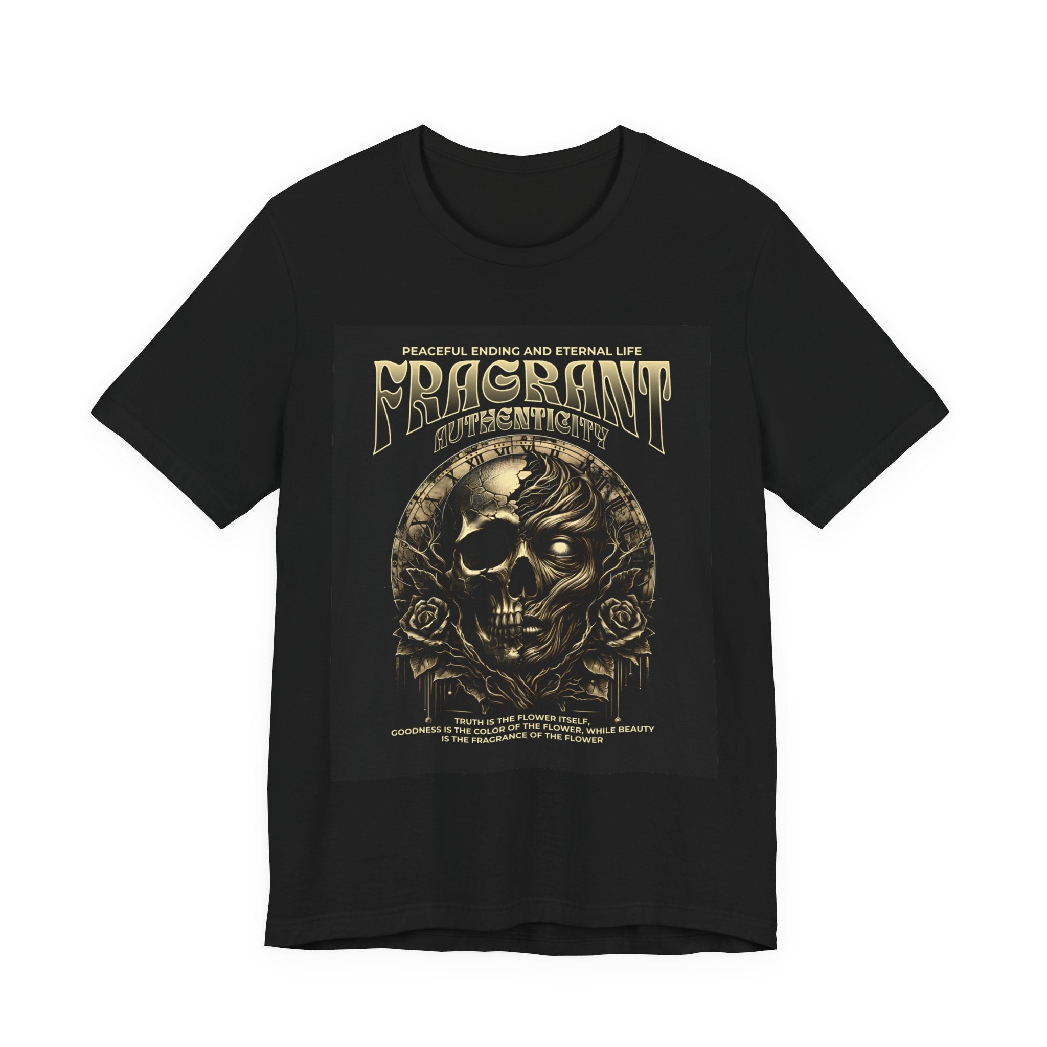 Skull & Roses Graphic Tee — "Fragrant" Vintage Gothic Band Shirt