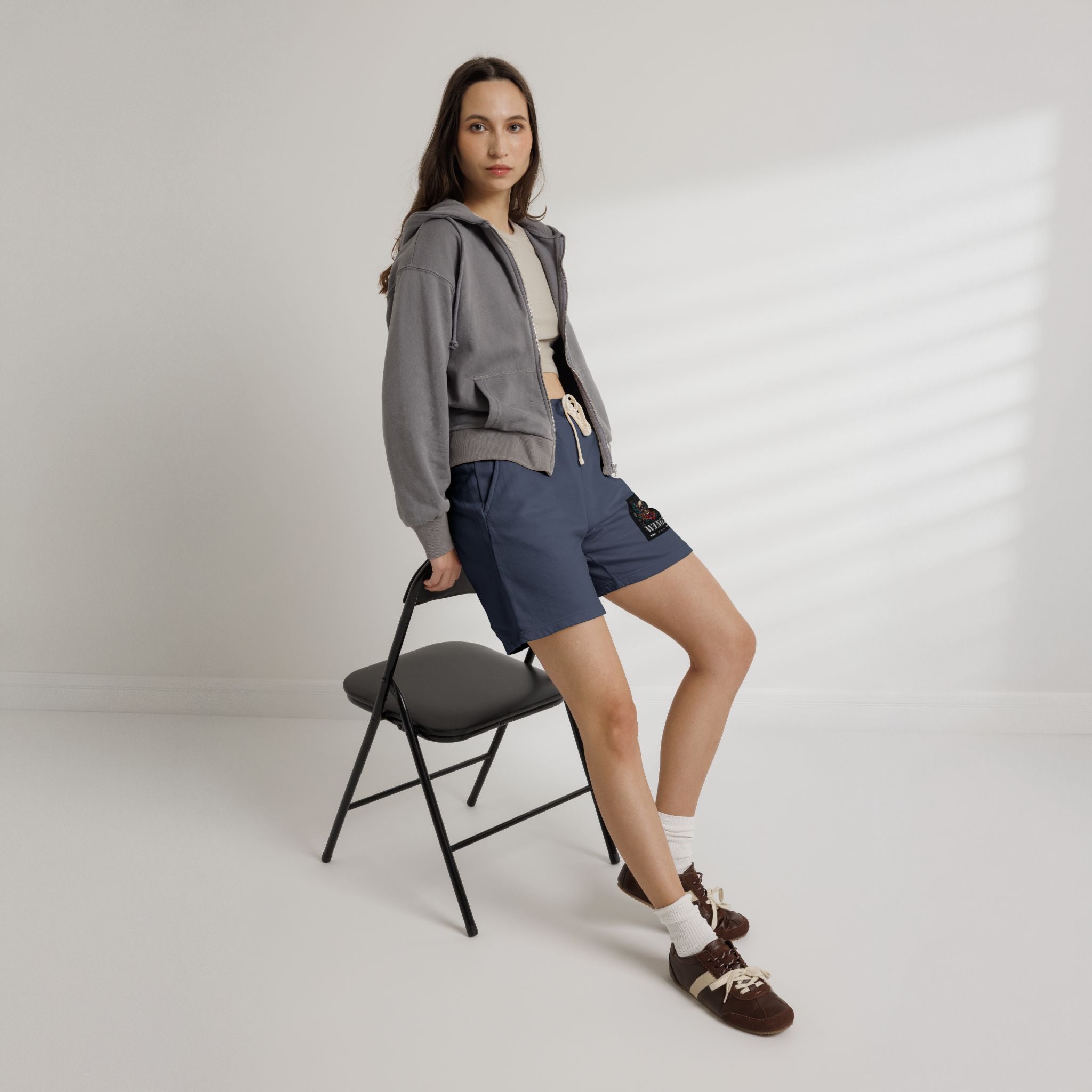 Skull & Wings Fleece Sweat Shorts — Lightweight Garment-Dyed Lounge Shorts