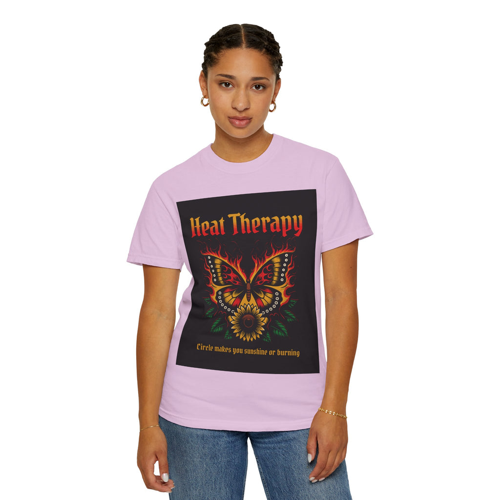 Heat Therapy Butterfly T-Shirt — Retro Floral Sunflower Design