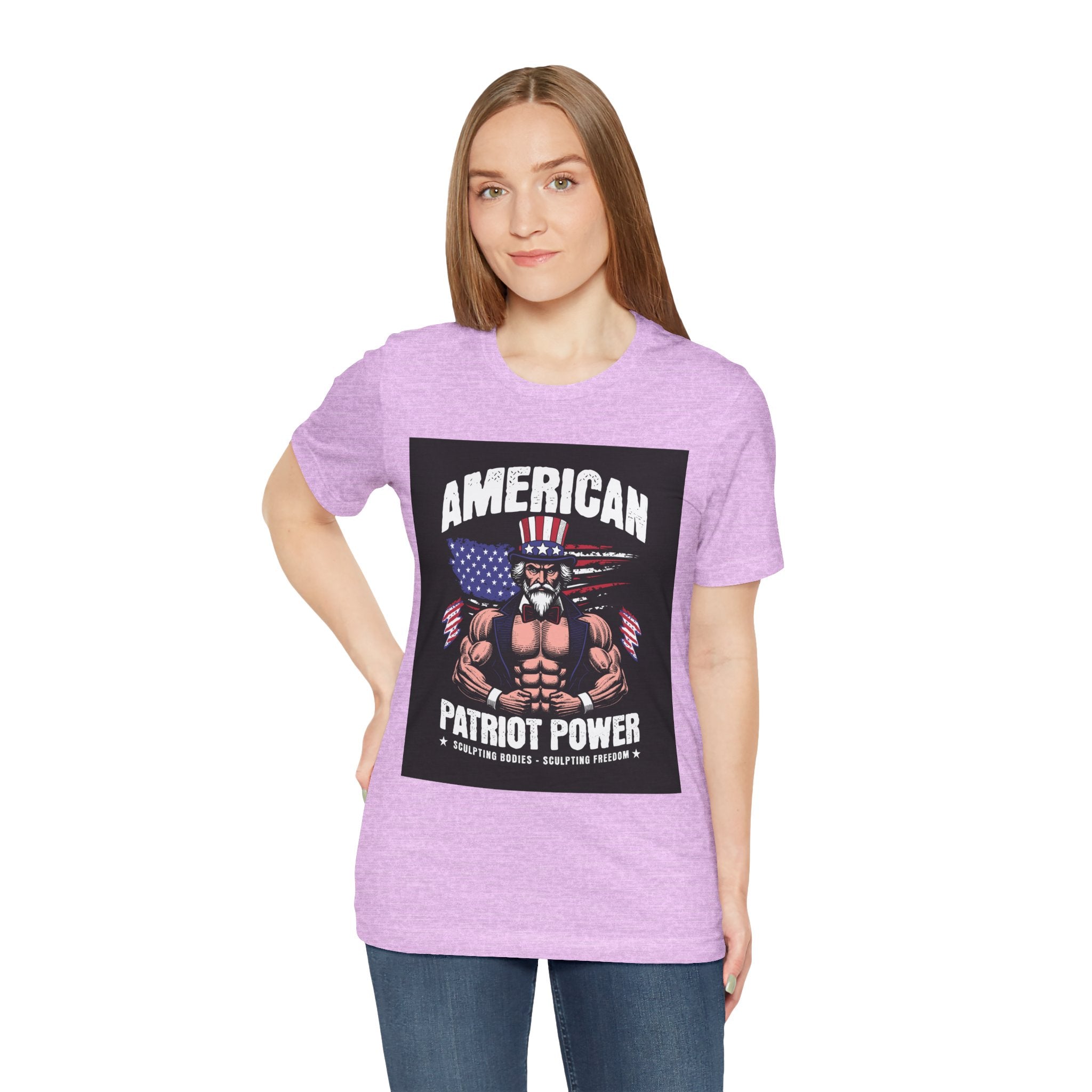 Patriot Power T-Shirt — American Flag Uncle Sam Muscle Graphic Tee