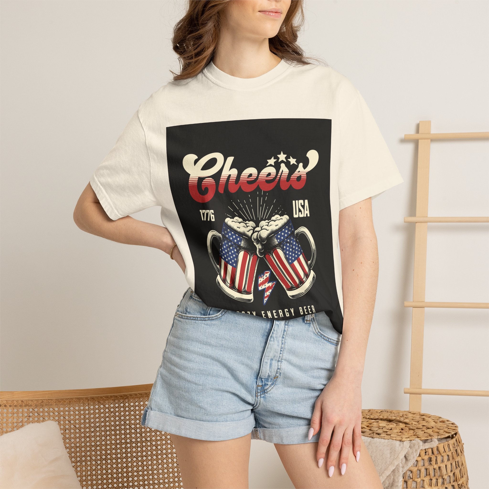 Cheers USA T-Shirt — Patriotic Beer Mugs Graphic Tee (1776)