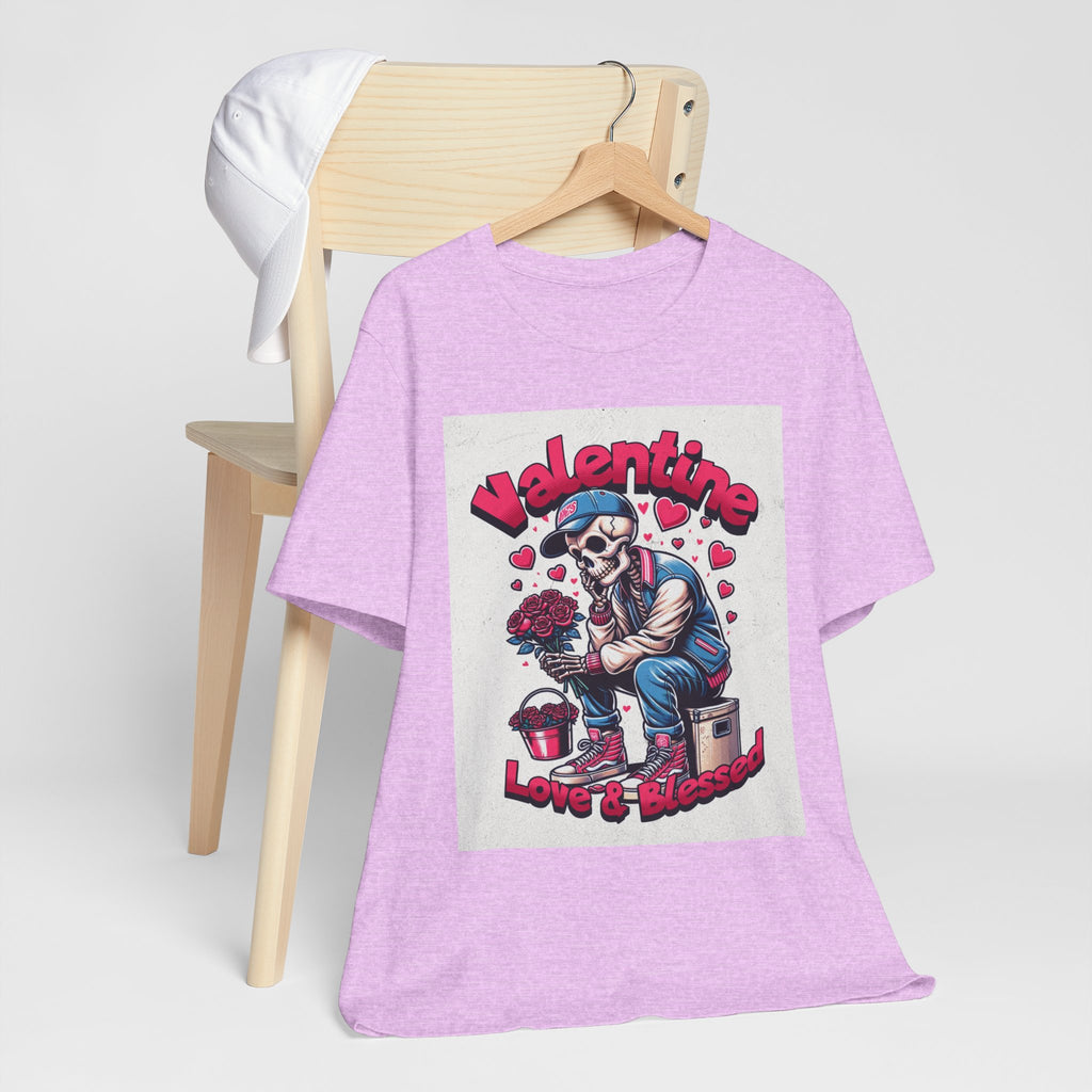 Valentine Skull T-Shirt – "Love & Blessed" Gothic Valentine Tee