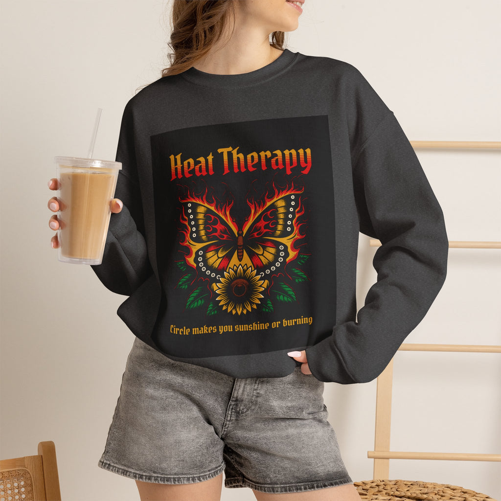 Heat Therapy Crewneck Sweatshirt — Butterfly Flame Graphic