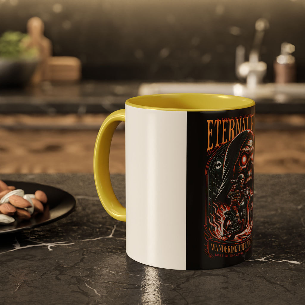 Eternal Exile Skull Biker Mug — Gothic Motorcycle Coffee Cup (11oz/15oz)