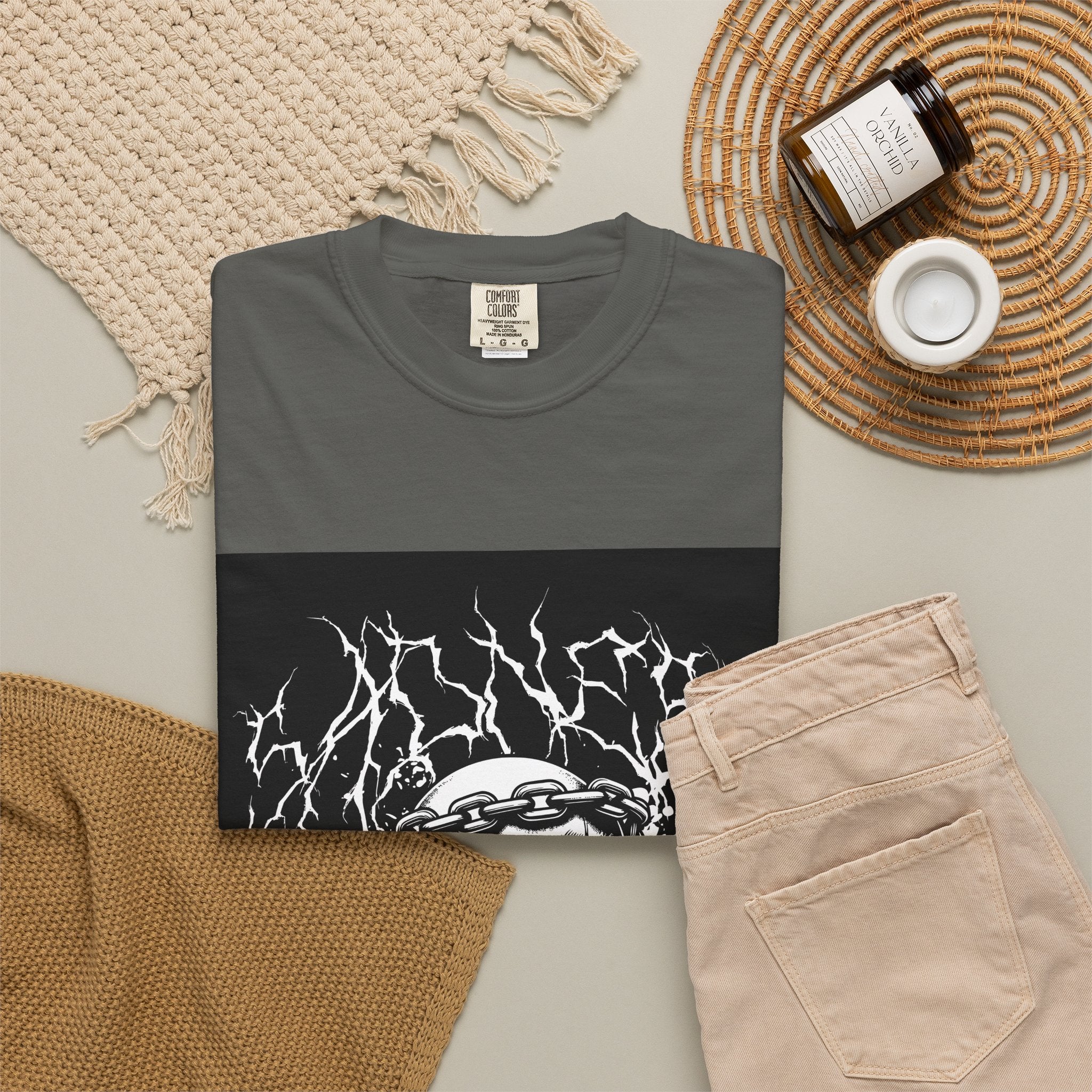 Graphic T-Shirt — 'Break a Path Through the Darkness' Skull Lightning Design