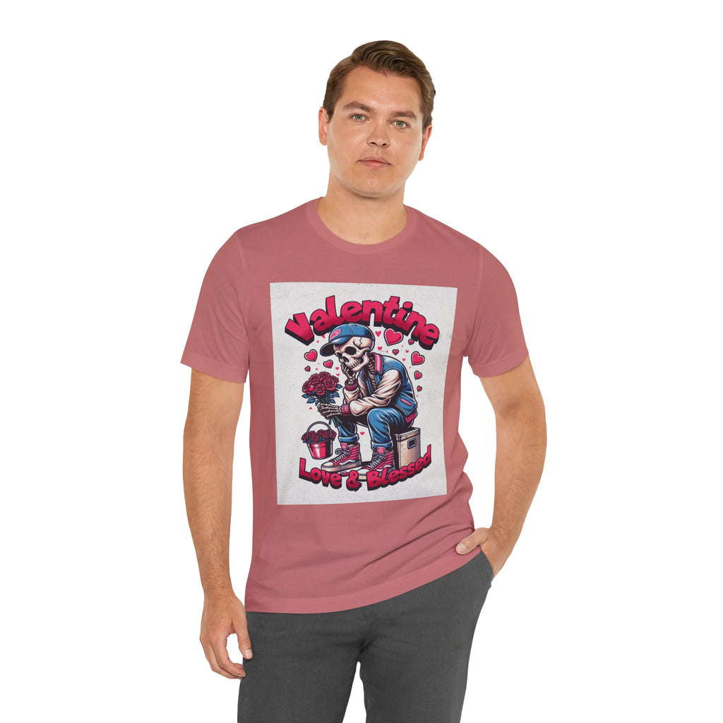 Valentine Skull T-Shirt – "Love & Blessed" Gothic Valentine Tee