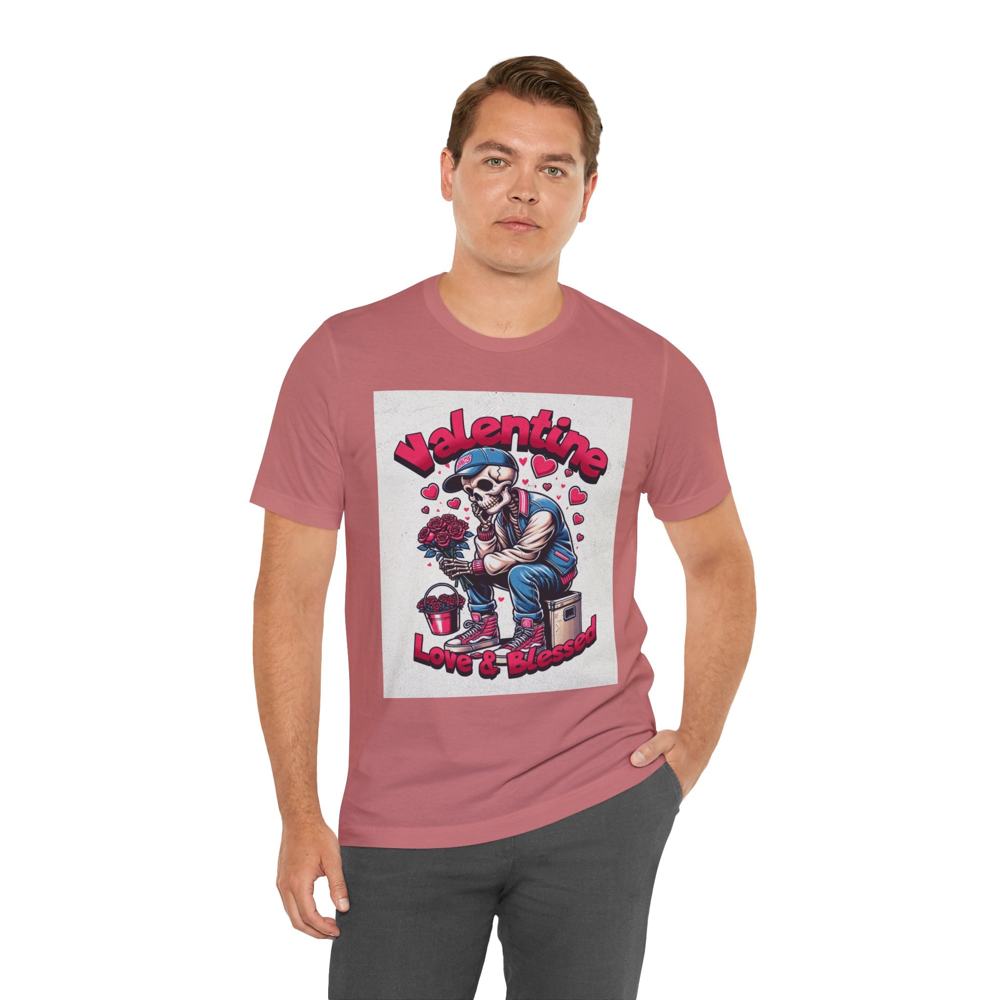 Valentine Skull T-Shirt – "Love & Blessed" Gothic Valentine Tee